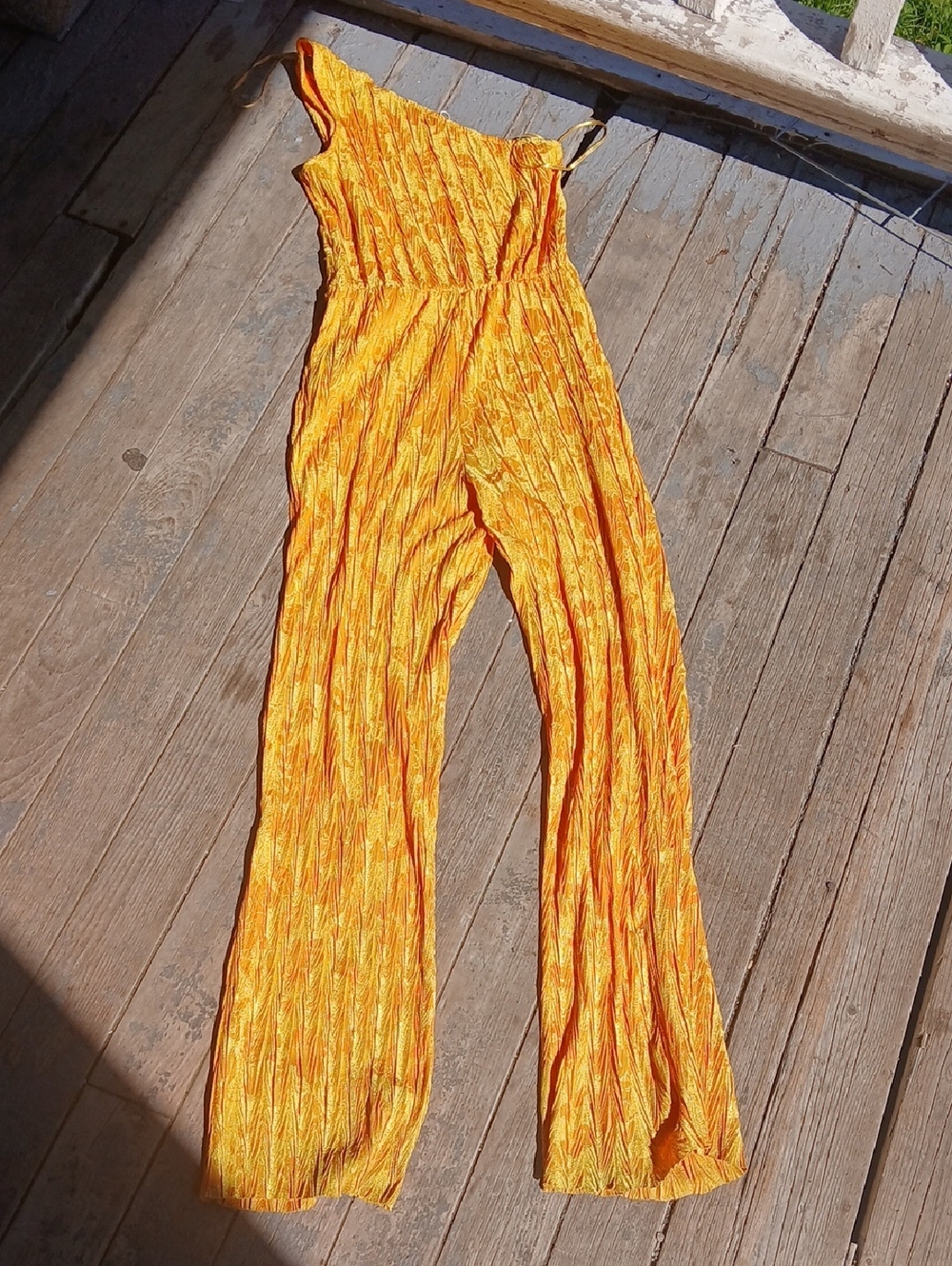NWT Zara One-Shoulder Wide-Leg Jumpsuit in Bright Orange Floral Size Med. 🌏🌏 - Picture 6 of 8